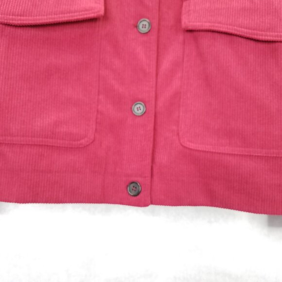 Avec Les Filles Cropped Corduroy Jacket Women XL Shacket Raspberry Red Button Up - Picture 6 of 16